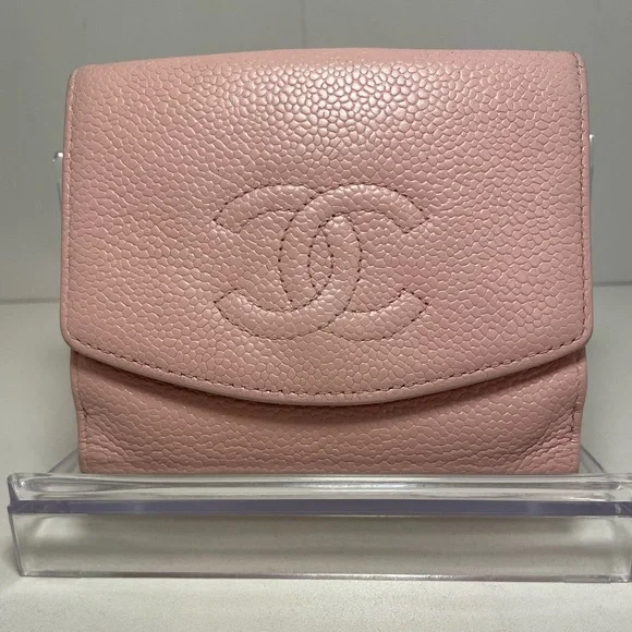 CHANEL Caviar Pink Wallet with Dusty and Box - Picture 1 of 16